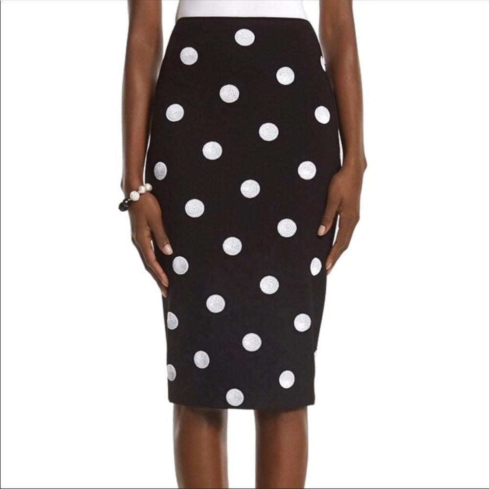 WHBM Polka Dot Ponte Pencil Skirt
